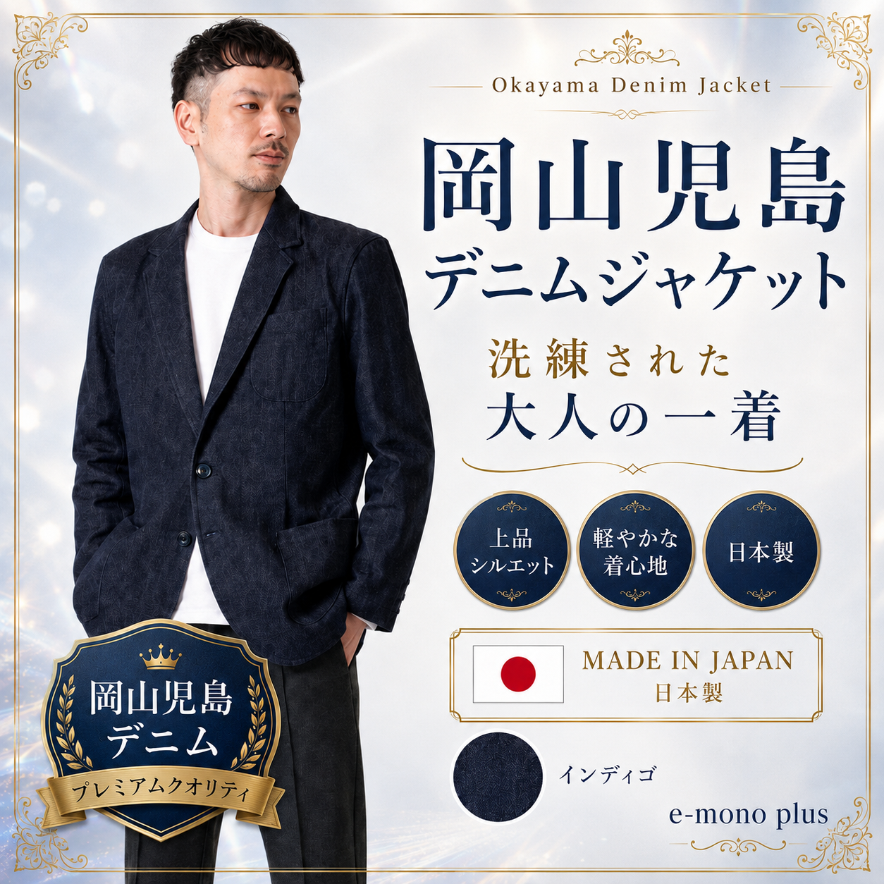 国産 岡山デニムジャケット メンズ