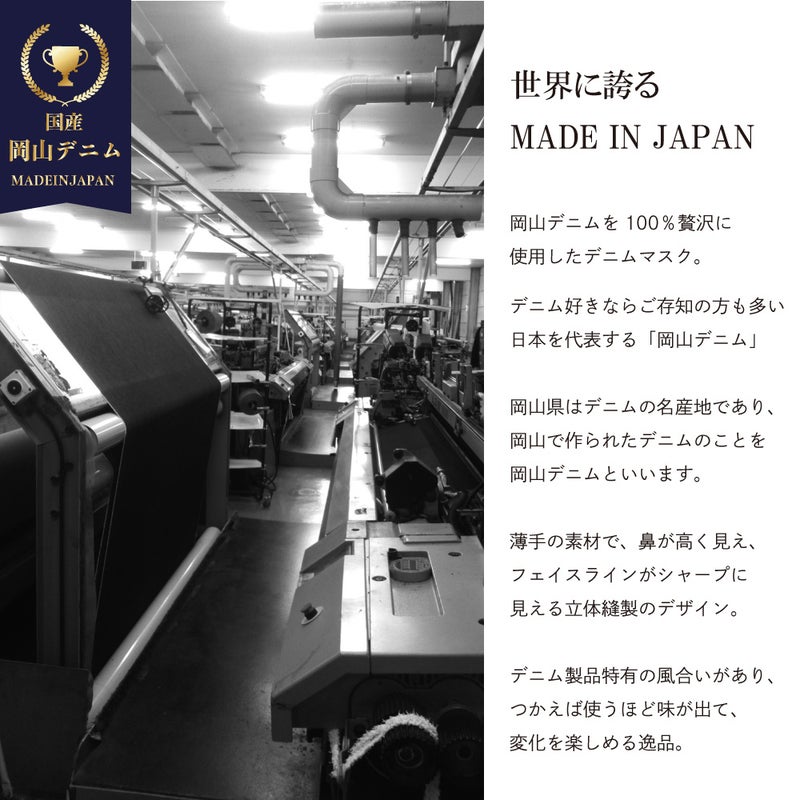 岡山デニムを贅沢に使った洗えるマスク
