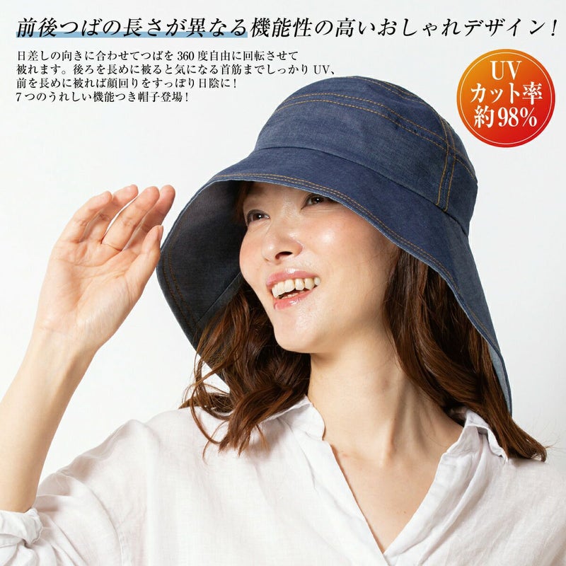 つばを360度自由に回転させて被れるUV帽子