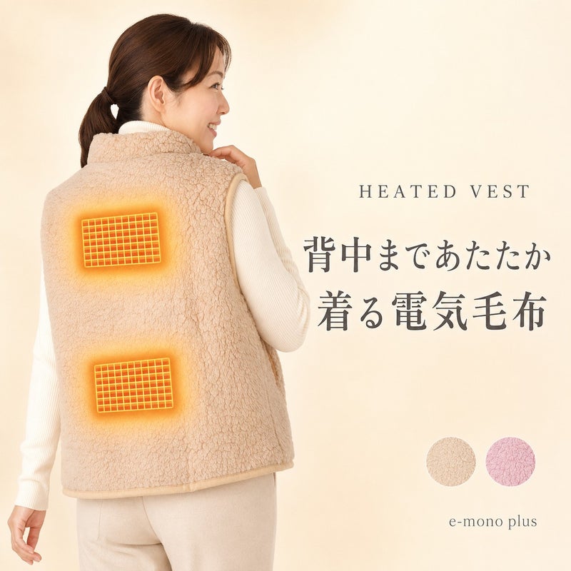 ふわふわボアの電熱あったかベスト