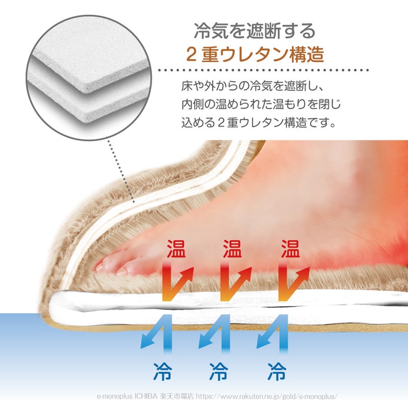 内側ボア仕様で寒い季節の足元をやさしく包む室内履き