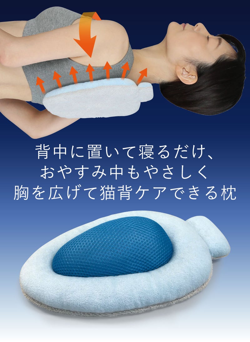 肩甲骨の間に置いて寝るだけの立体枕