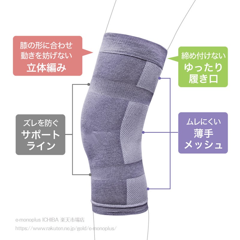 綿混の薄手メッシュでさらっと快適なひざサポーター