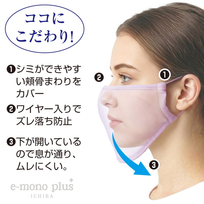 シミができやすい頬骨まわりをカバー 鼻先ワイヤー入り